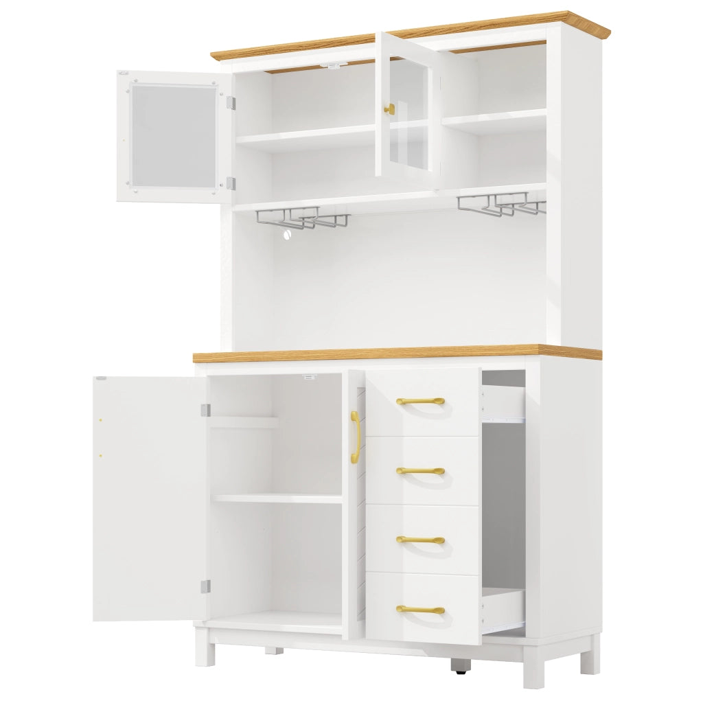 Credenza con LED, ante, cassetti e ripiani interni in MDF bianco per cucina e soggiorno 105.5 × 40 × 180 cm