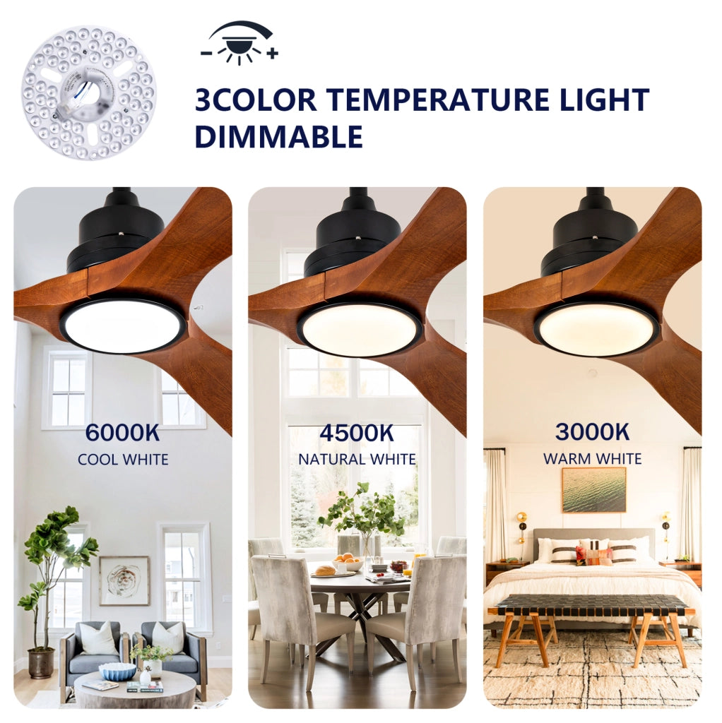 Ventilatore da soffitto 60" con luce LED, telecomando, 6 velocità, reversibile