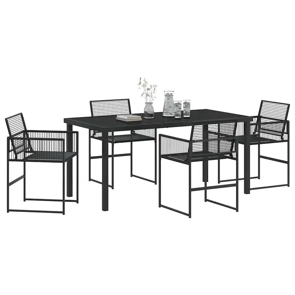 Set da Pranzo per Giardino 5 pcs Nero
