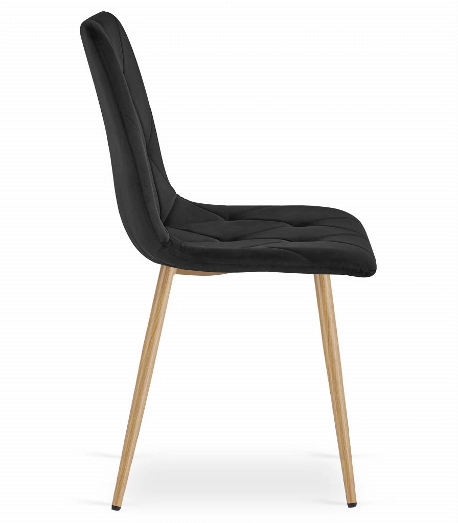 Sedia Valora TYRA in velluto nero con gambe color legno x4
