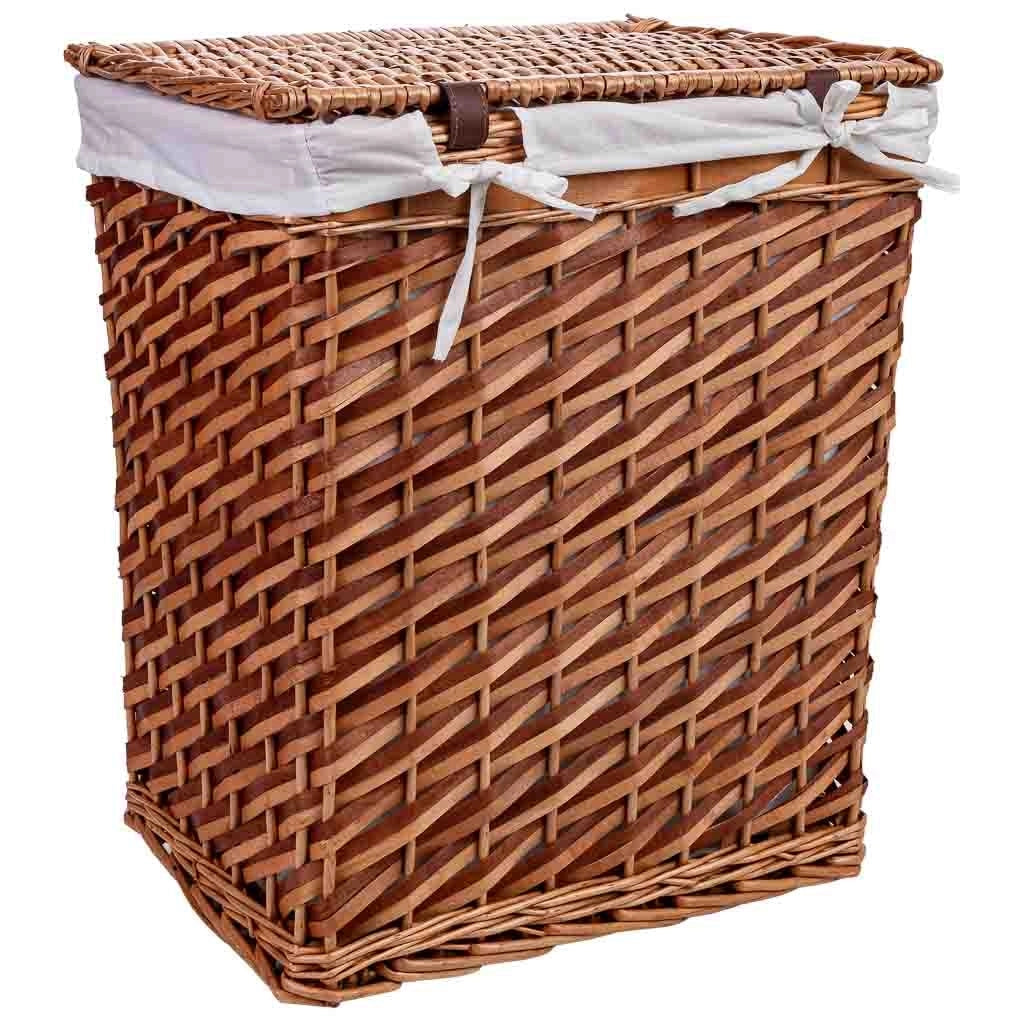 Set di 3 cestini in vimini marroni: L: 42x33x50 cm, M: 35x28x43 cm, S: 30x22x37 cm