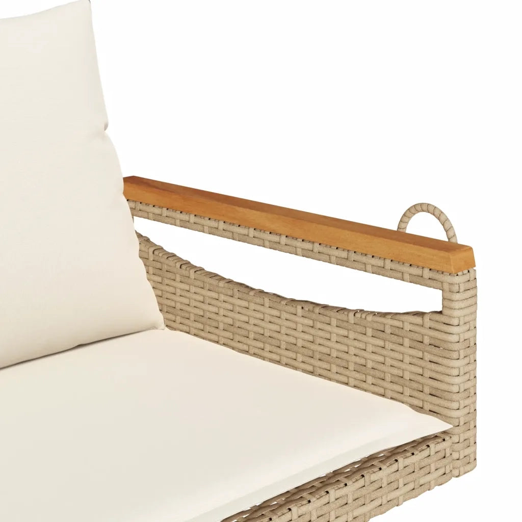 Panchina a Dondolo con Cuscini Beige 109x62x40 cm in Polyrattan