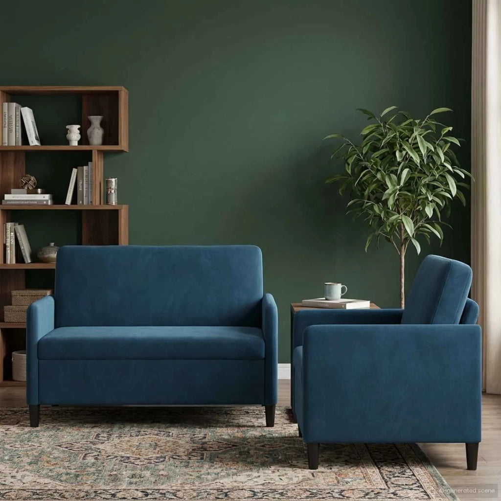 Set di Divani con Storage 2 pz Blu Poliestere 3429171