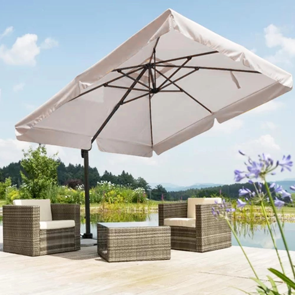 Ombrellone Giardino Decentrato Roma Flap 3x4 Alluminio Inclinabile Girevole Ecru