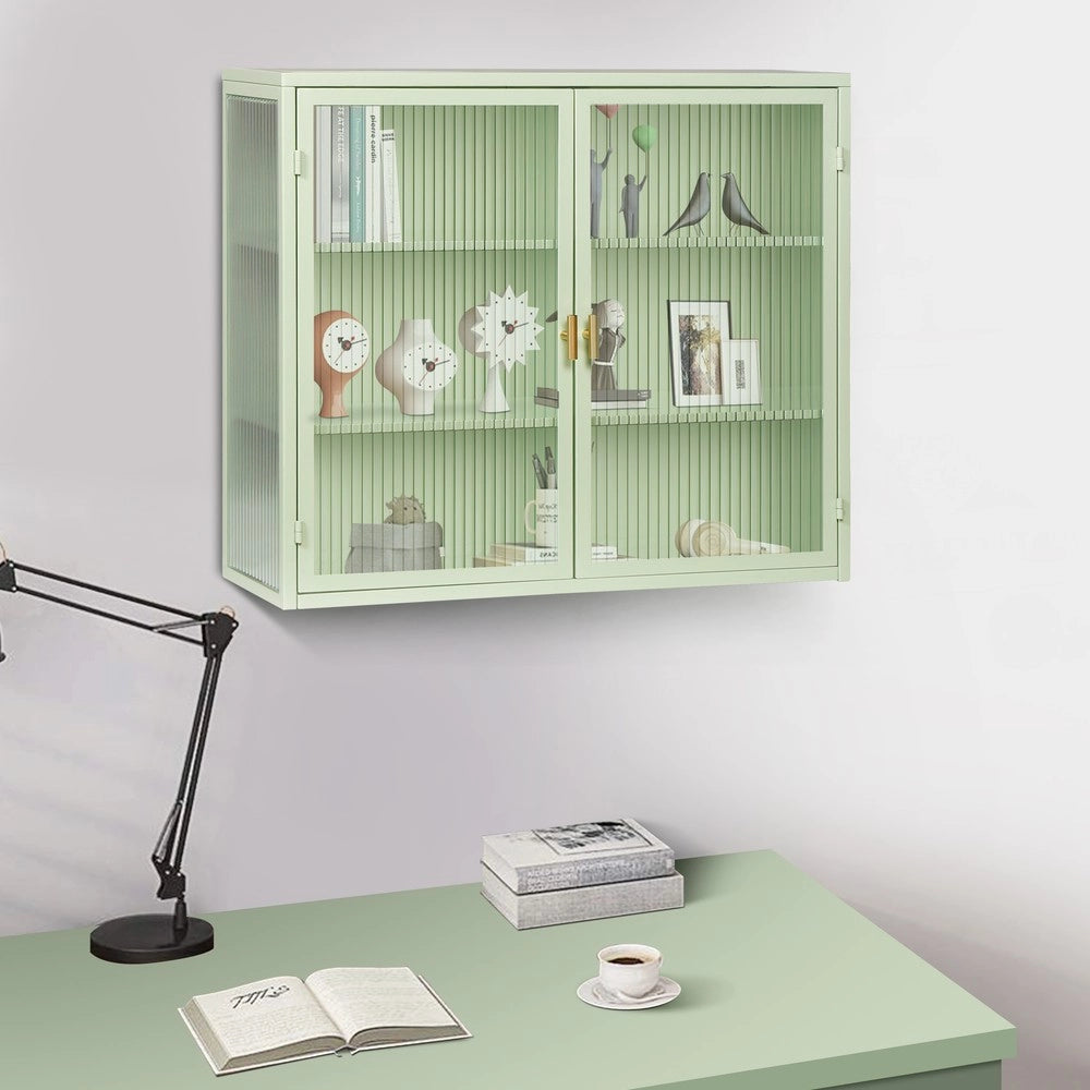 Armadio a Muro 2 Ante in Vetro con Ripiani ¨C MINIMAL ¨C Verde