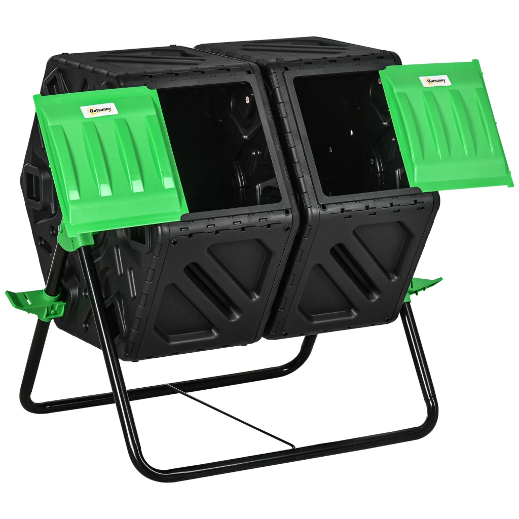 Compostiera Giardino Rotante 360¡ã ¨C zephmum ¨C Nero 130L 67x60x77 cm