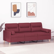 Divano a 3 Posti con Cuscini-Sofa 3 Posti con Cuscini Rosso Vino 180 cm in Tessuto 789160