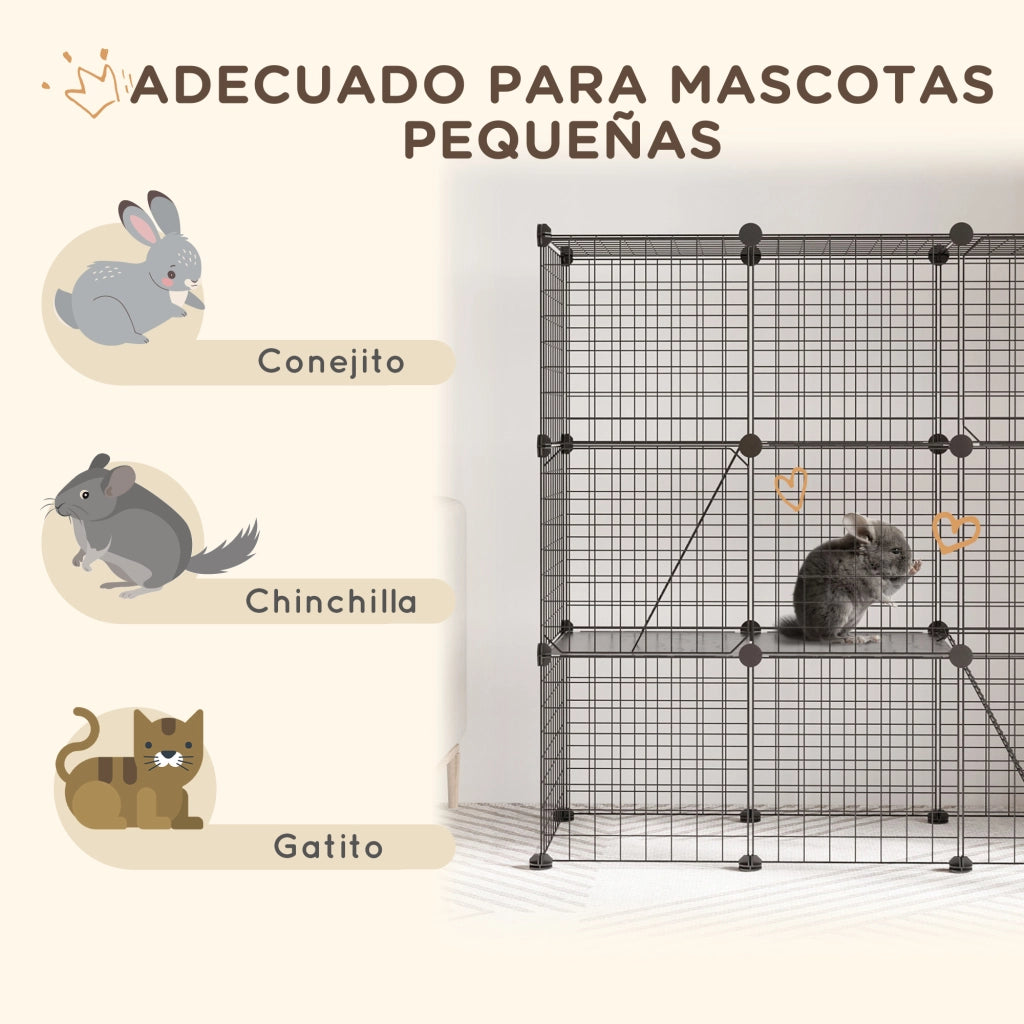 Gabbia per Animali Domestici 31 Pannelli ¨C zephmum ¨C Nero 105x45x105 cm