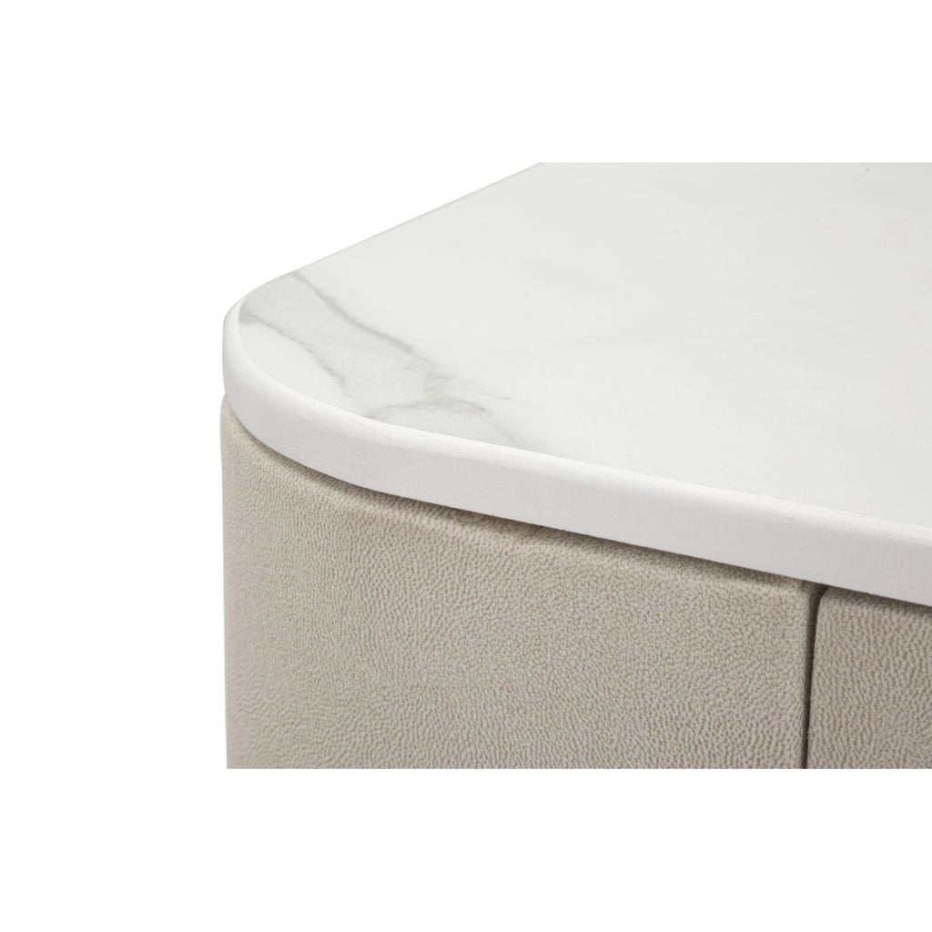 Console Beauty 2 cassetti in legno crema con gambe dorate