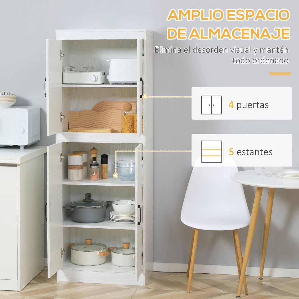 Armadio Cucina con 4 Ante e 5 Ripiani Aperti ¨C zephmum ¨C Bianco 60x36x168 cm