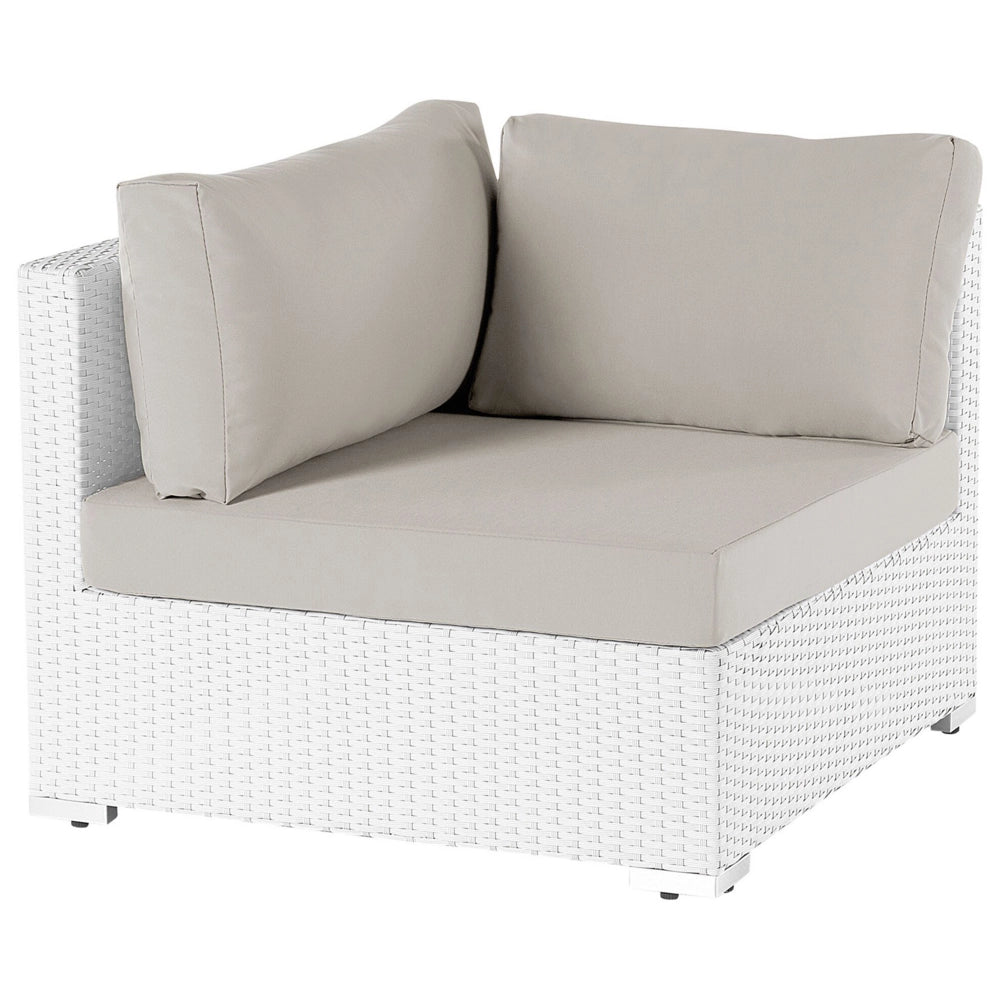 Set da giardino modulare in rattan bianco lato destro modulare a 4 posti