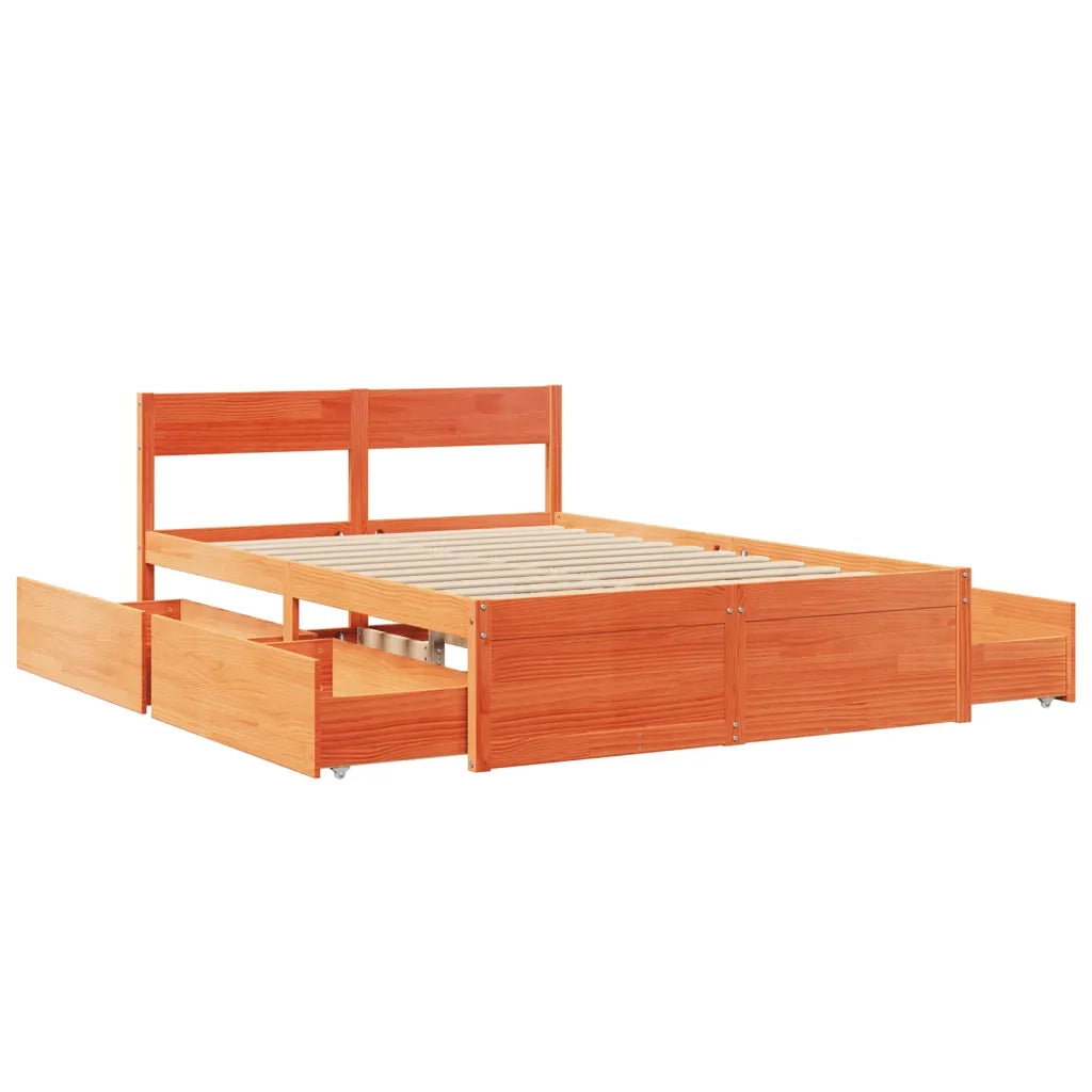 Letto senza Materasso Marrone Cera 120x190 cm in Legno di Pino