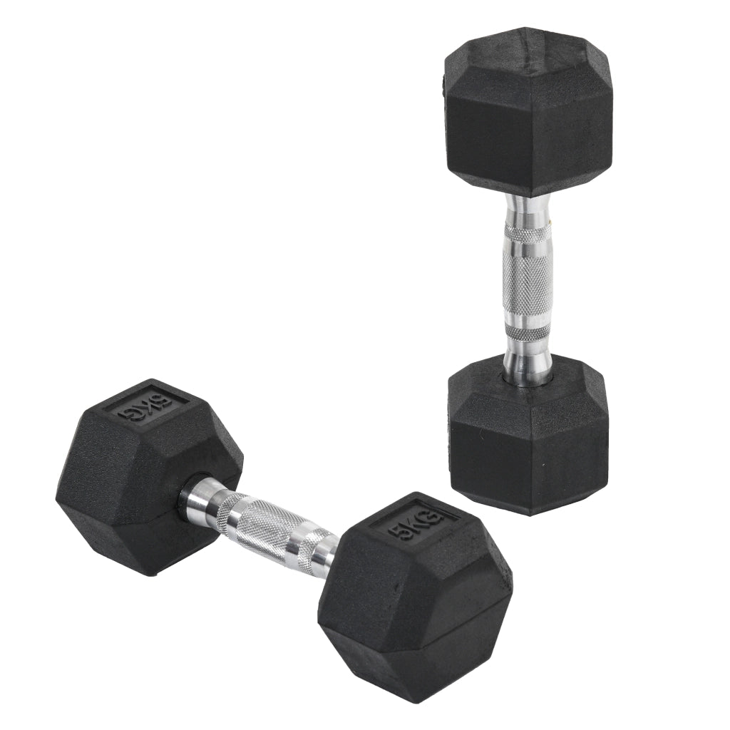 Set manubri esagonali 2x5 kg ¨C zephmum ¨C con barra di collegamento