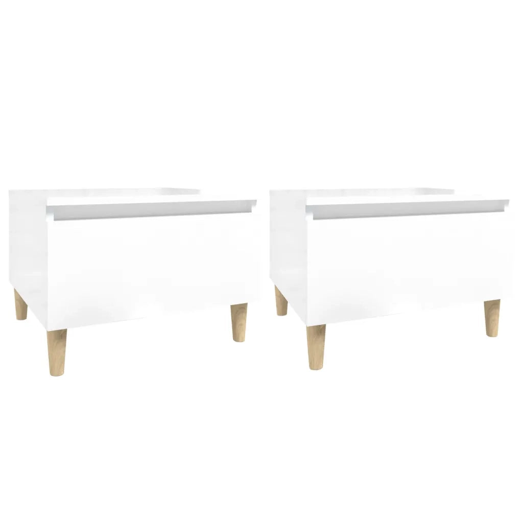 Tavolini 2 pz | Tavolo laterale Bianco Lucido 50x46x35 cm in Legno Multistrato