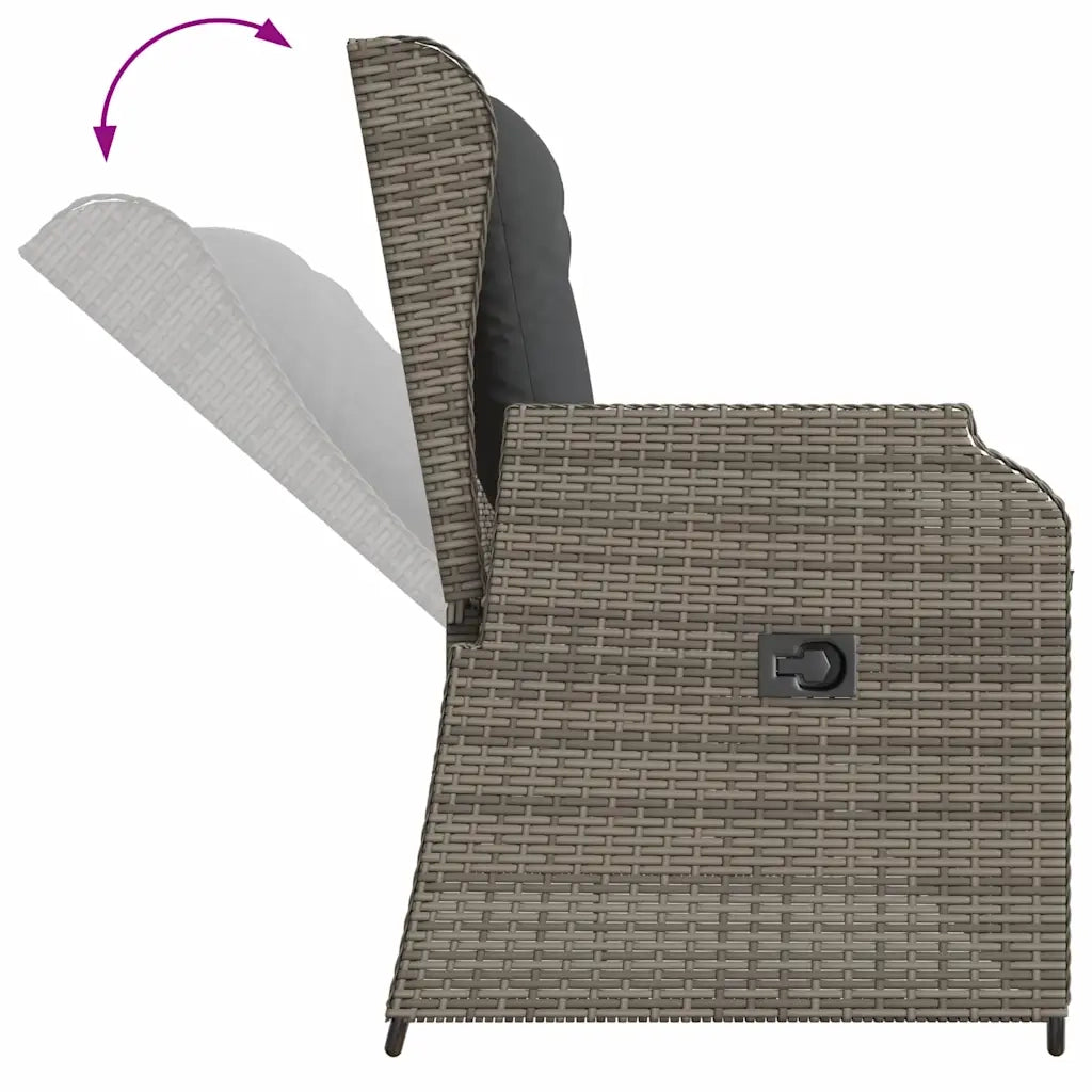 Panca Reclinabile da Giardino con Cuscini Grigia in Polyrattan 368957
