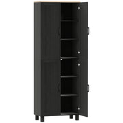 Mobile Dispensa da Cucina 60x30x170,5 cm con 5 Ripiani Regolabili e 4 Ante in Legno Nero