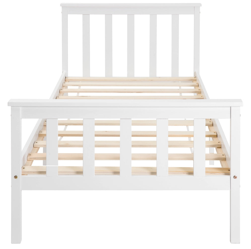 Letto singolo 90x200 cm con rete; design minimalista; legno bianco (Senza materasso)