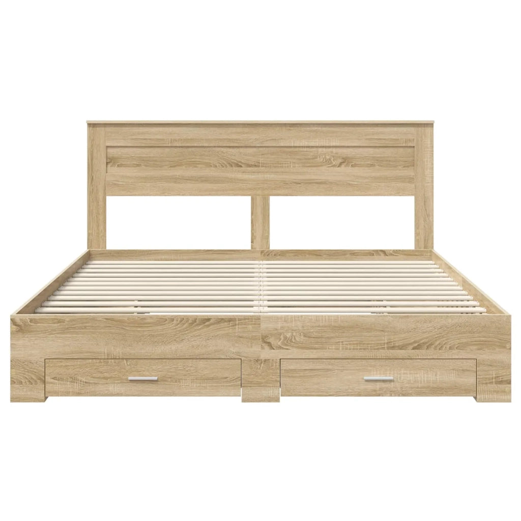Struttura del letto con testiera Rovere Sonoma 200 x 200 cm 3409954