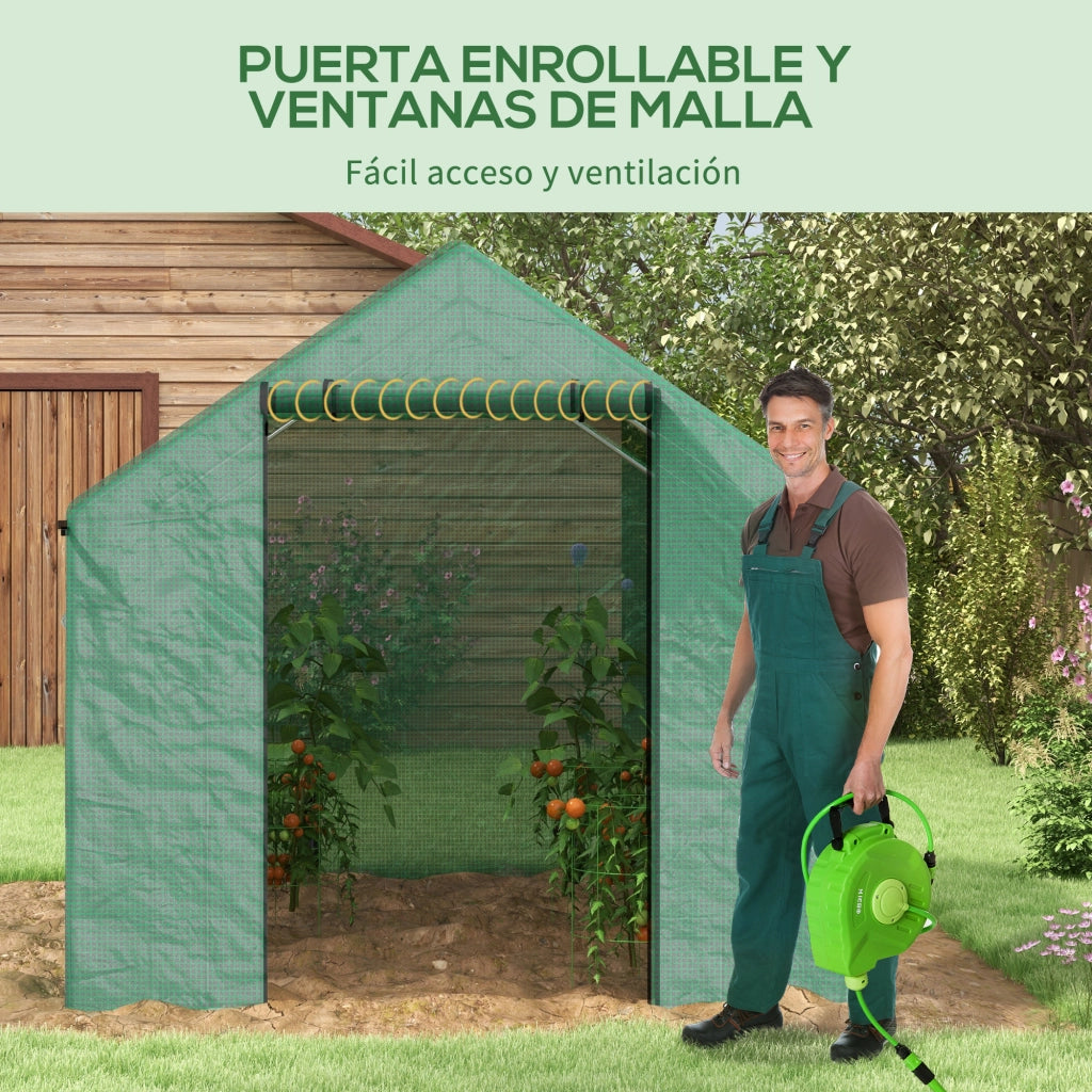 Serra Tunnel 2x3x2 m con 4 Finestre a Rete e Porta a Cerniera ¨C Zephmum ¨C Verde per Giardino