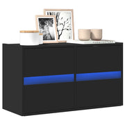 Mobile TV a Parete con Luci LED Nero 80x31x45 cm 852286