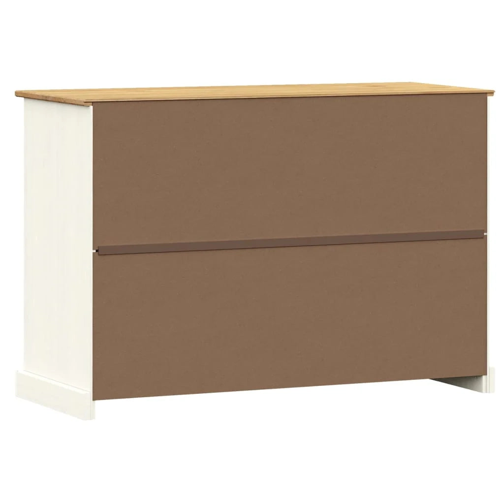 Buffet credenza cassettiera armadio mobile contenitore organizer per cucina soggiorno salotto con cassetti 113 x 40 x 75 cm legno massello di pino bianco 02_0030131