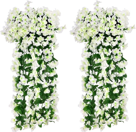 Sistema di Riepilogo di Fiori Finti - Set a 2 Pezzi | Resistente ai raggi UV | Bouquet di Fiori Pendenti Finti .