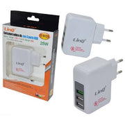 Trade Shop - Alimentatore Da Rete Casa Adattatore Usb 3 Porte Usb 3.0 25w Ricarica Rapida T-9v25 -