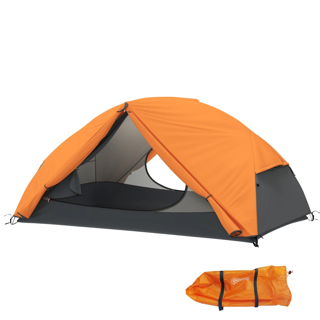 Tenda da Campeggio 2 Posti con 2 Vestiboli ¨C Zephmum ¨C Arancione 280x225x110 cm