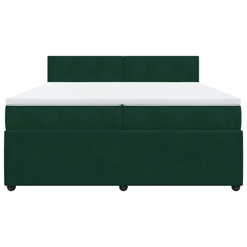 Giroletto a Molle con Materasso Verde Scuro 200x200 cm Velluto