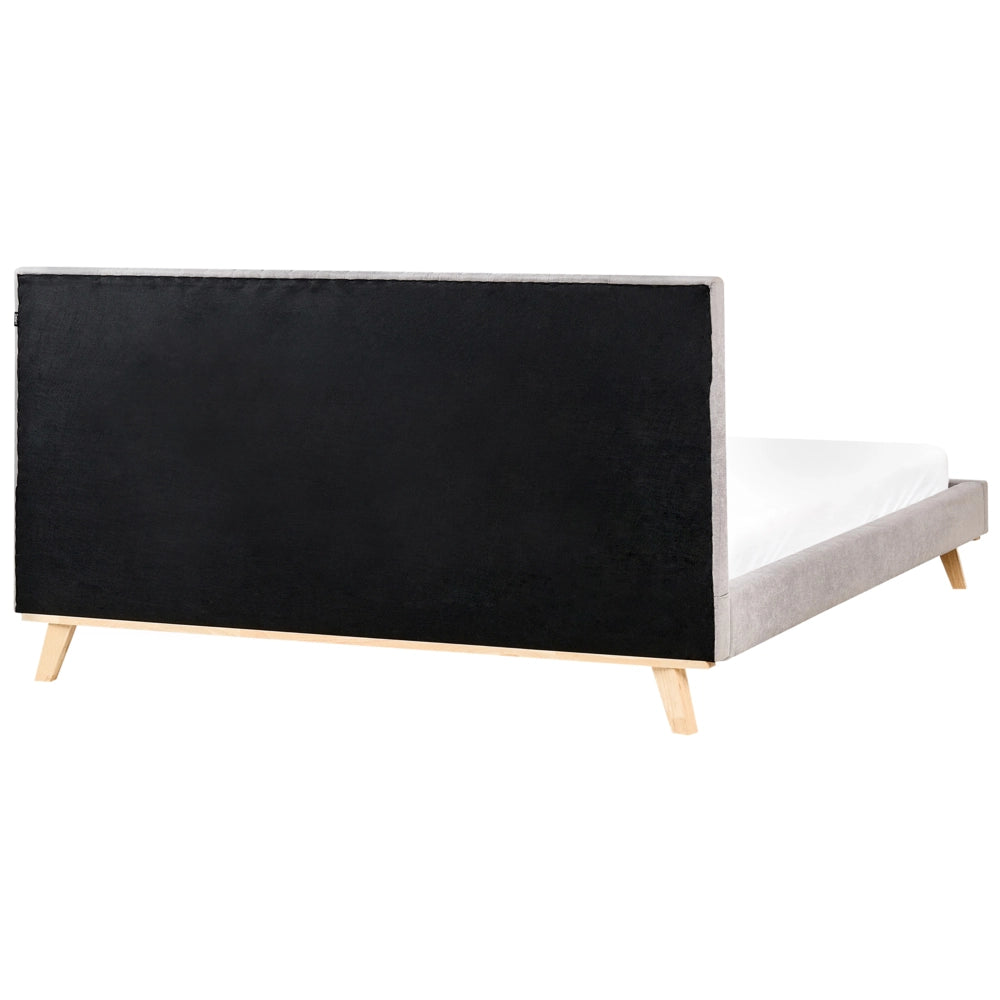 Letto matrimoniale in ciniglia grigio chiaro 180 x 200 cm struttura imbottita testiera trapuntata a canale