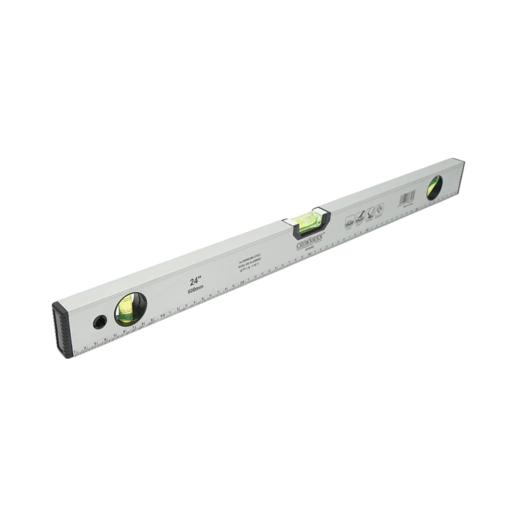 Livella magnetica in alluminio da 600 mm, con 3 bolle di livello e righello graduato da 0 a 60 cm, marca Crownman.