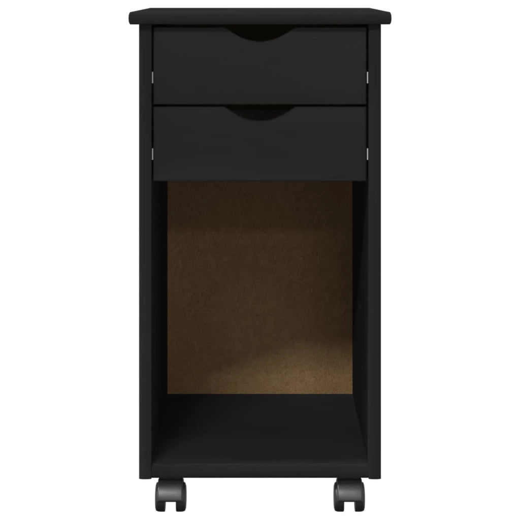 Mobile con Ruote Nero 34 x 39 x 65,5 cm Legno di pino massiccio 42028355