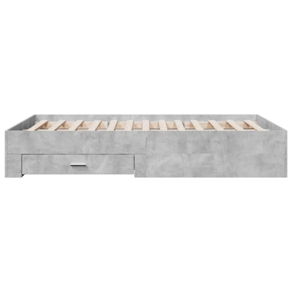Letto matrimoniale | Letto per adulti | Giroletto Cassetti Grigio Cemento 120x190 cm Legno Multistrato