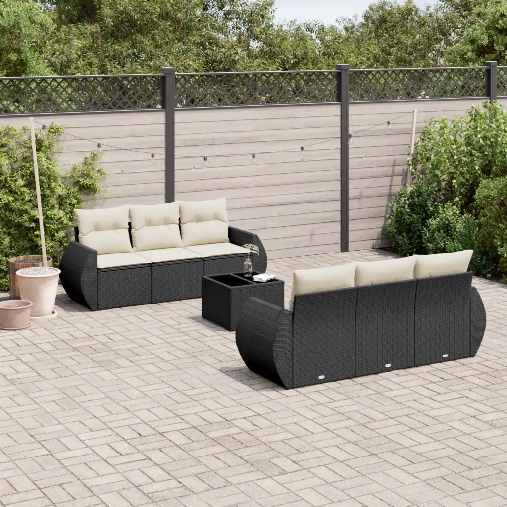 Set Divani da Giardino con Cuscini 7pz Nero Polyrattan 3221105