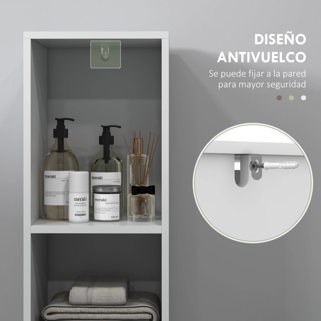 Colonna Bagno con Ante e Ripiani ¨C zephmum ¨C Bianco 30x30x160 cm