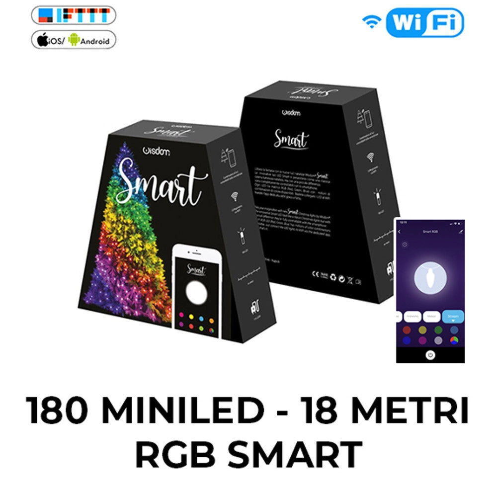 Trade Shop - Catena Di Luci Per Albero Di Natale Smart App Tuya Da 180 Led 18 Metri Wifi Rgb -