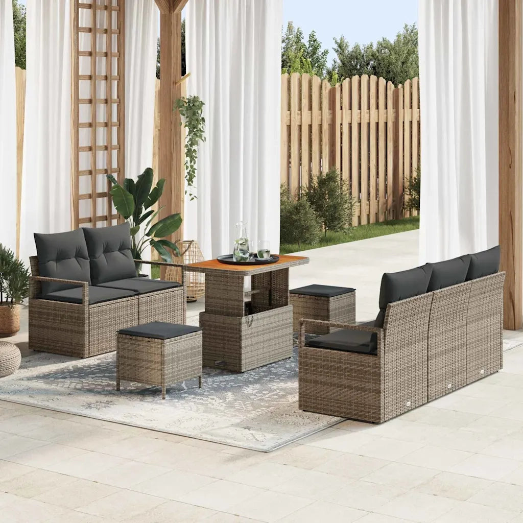 Set Divano da Giardino con cuscino 8 pcs Grigio polyrattan 3362473