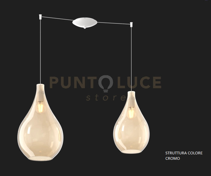 SOSP. CROMO 2 LUCI SPOSTABILE VETRI (1 MEDIO+1 GRANDE) TUTTI AMBRA 1193CR-S2 S MIX-AM