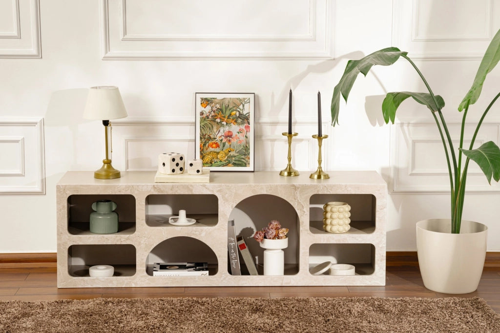 Credenza in legno "Ferlis" - 160 x 40 x 51 cm - Travertino