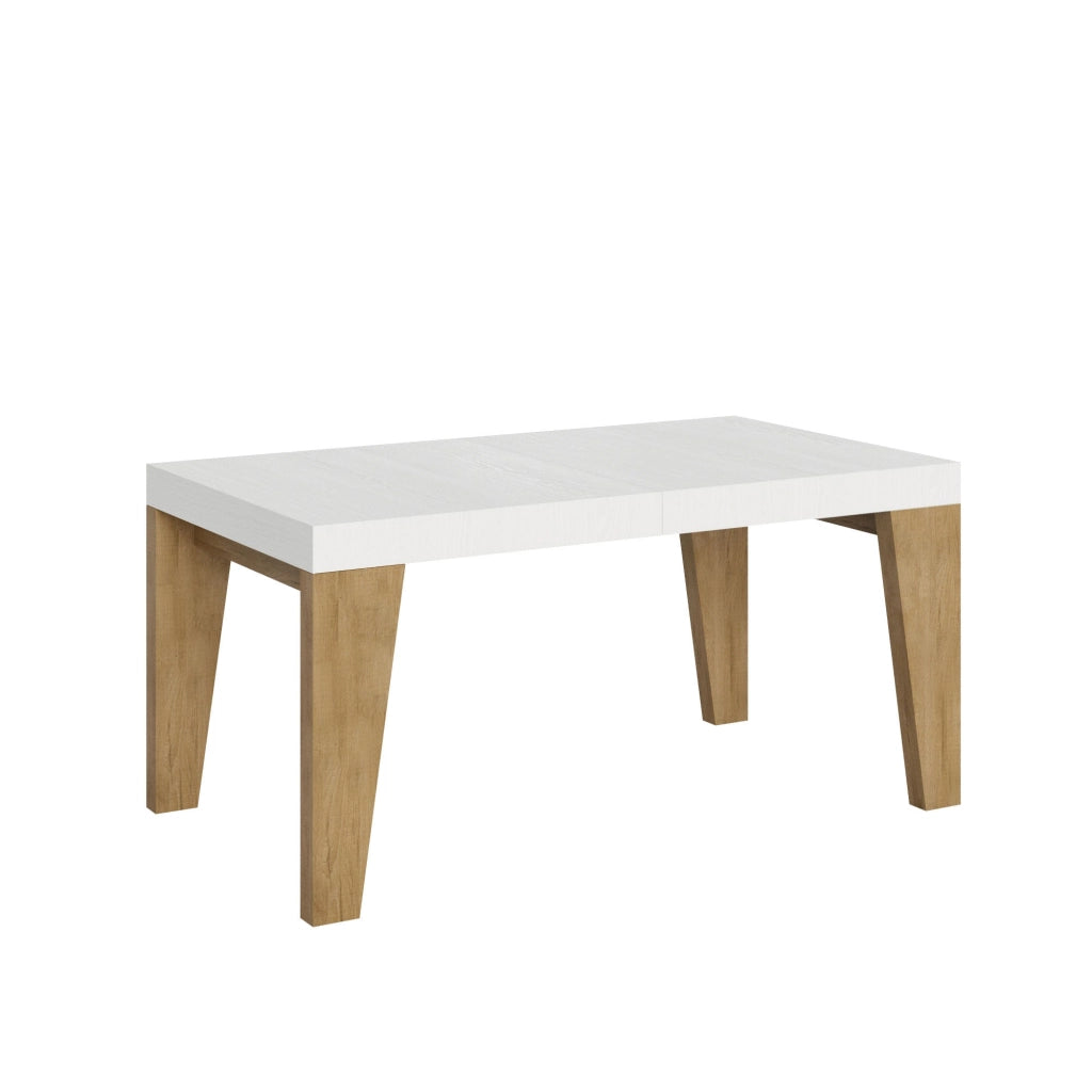Tavolo Allungabile 160/264x90x77 cm Naxy Mix piano Bianco Frassino gambe Quercia Natura