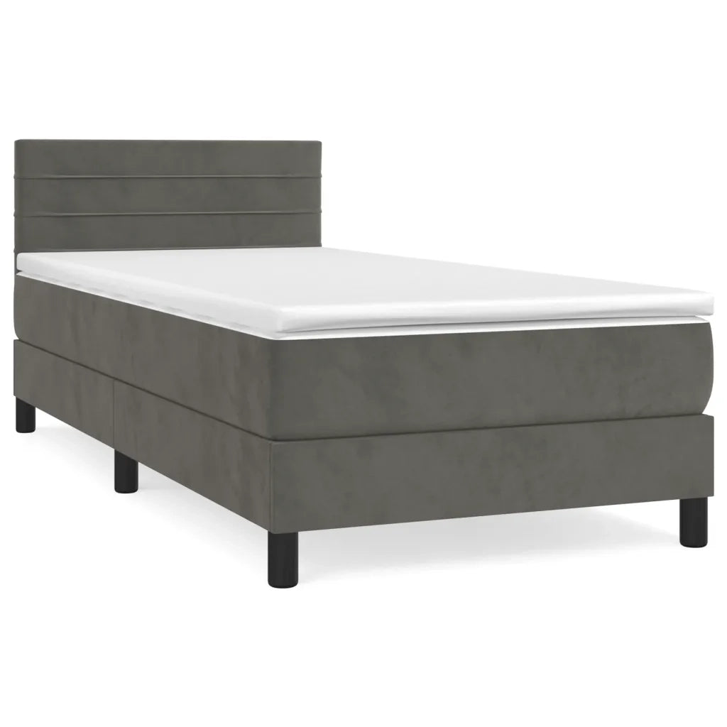 Giroletto a Molle con Materasso Grigio Scuro 90x190 cm Velluto 3141336
