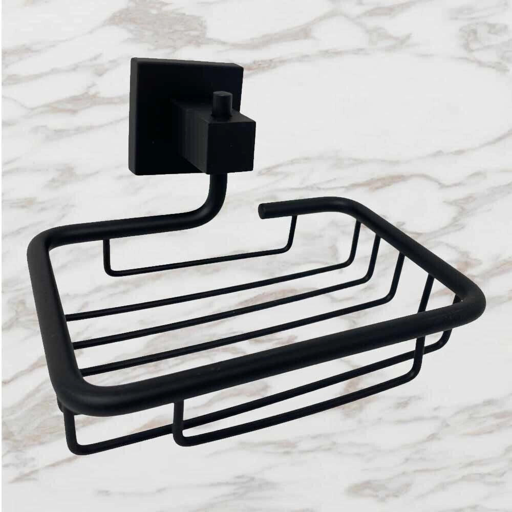 Trade Shop - Set Ultra Moderno Nero 6pz Bagno Porta Asciugamano Rotolo Bicchiere Spazzolini 87261 -