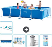 Piscina Reclinabile a Forma Rettangolare - 450 x 220 x 84 cm - Blu - Inclusa Copertura - Kit di Manutenzione - Pompa di Circuito Idrico - Filtro - Kit di Pulizia