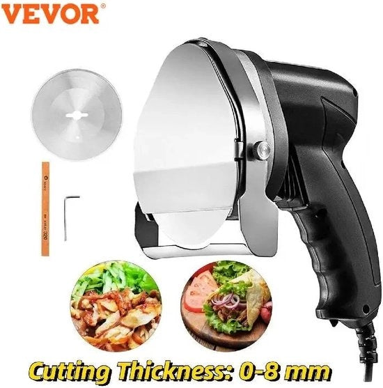 Slicer per Kebab - Doner Mes - Snijmachine - 0-8mm - Senza Fili - 2 Batterie - Ricarica