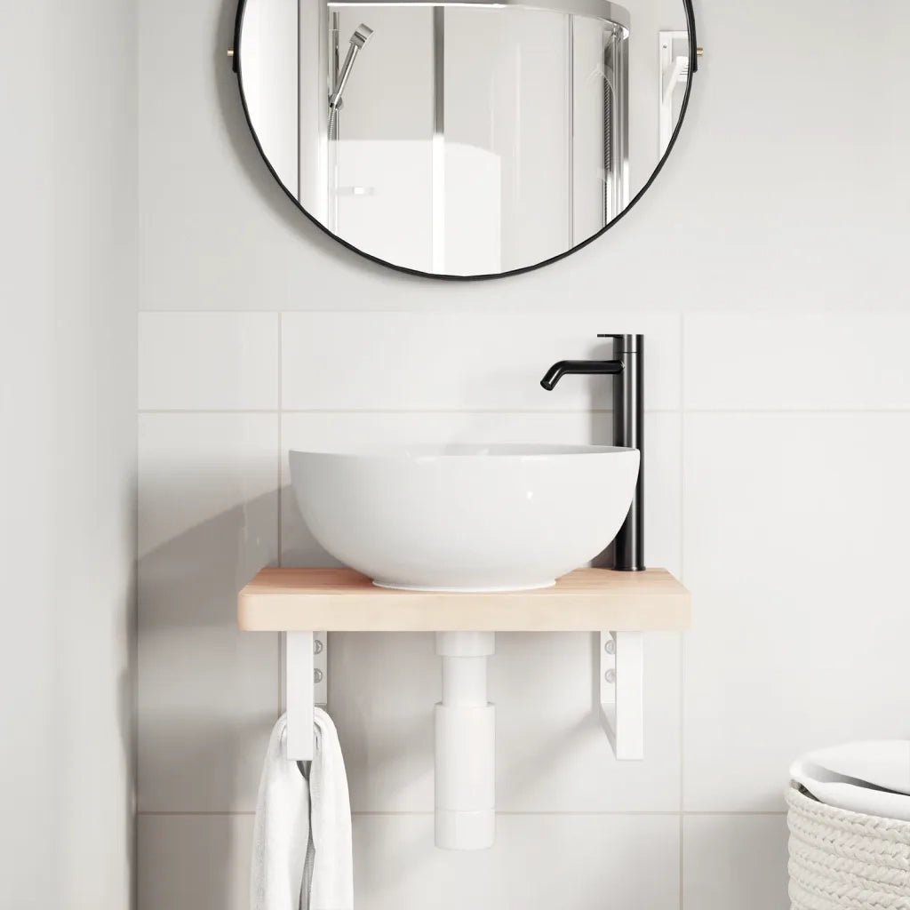 Reggimensole per Lavabo 2 pz Bianche Rettangolari in Acciaio 4007262