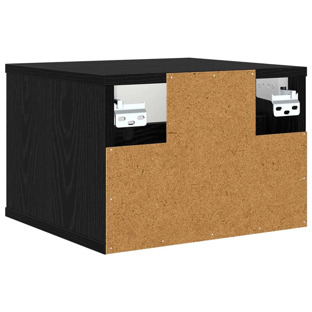Mobiletto da comodino a parete GENNEP 2 pz Rovere Nero 8007456