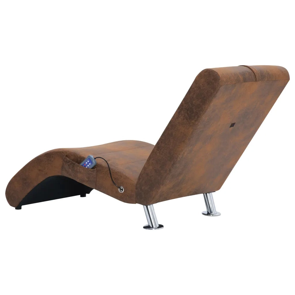 Sdraio Massaggiante con Cuscino Marrone Similpelle Scamosciata CFW7886383