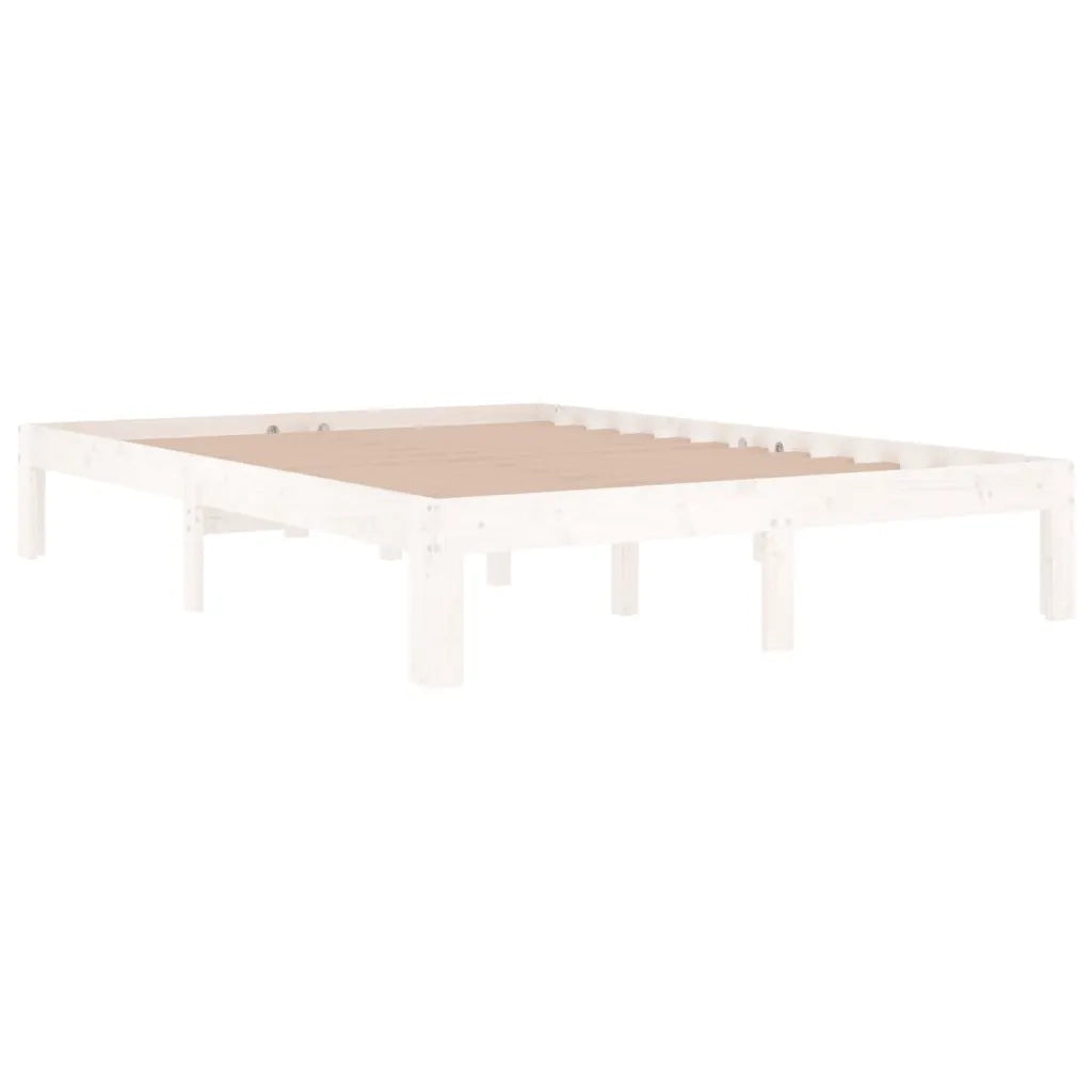 Letto matrimoniale | Letto per adulti | Giroletto Bianco in Legno Massello 135x190 cm Double