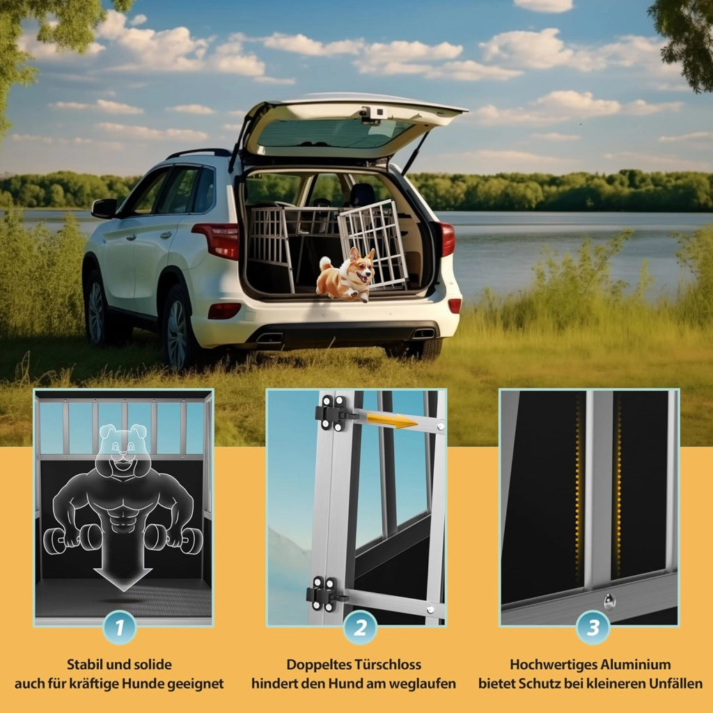 ® Trasportino Cani M 54x70x51cm Richiudibile Alluminio Impermeabile Box Auto Cagnolini