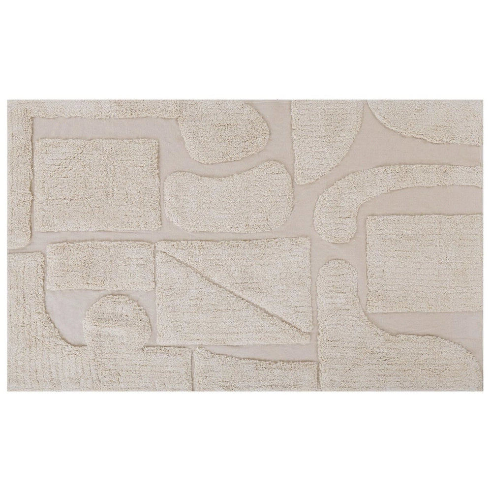 Tappeto Beige di Cotone fatto a mano morbido con motivo astratto 140 x 200 cm